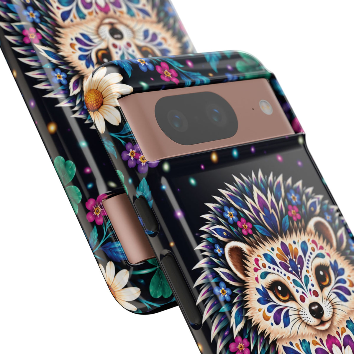 Vibrant Purple and Teal Calavera Hedgehog Phone Case - Multicolor Phone Case