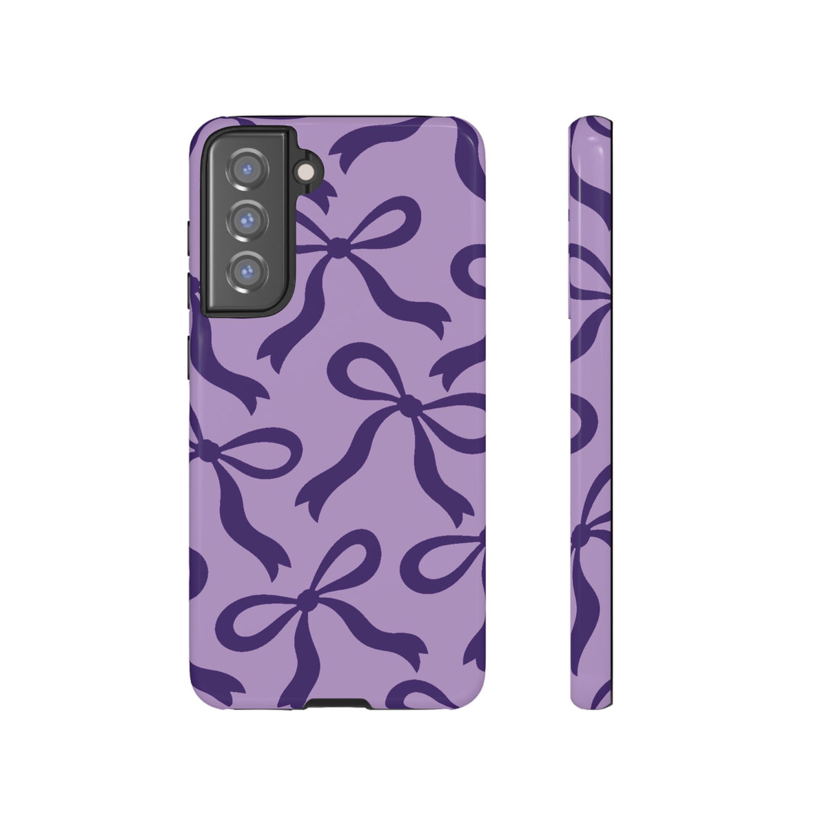 Bold Lilac and Deep Purple Bow Pattern Phone Case - Purple Phone Case - Samsung Galaxy S21 FE / Glossy