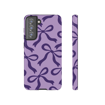 Bold Lilac and Deep Purple Bow Pattern Phone Case - Purple Phone Case - Samsung Galaxy S21 FE / Glossy