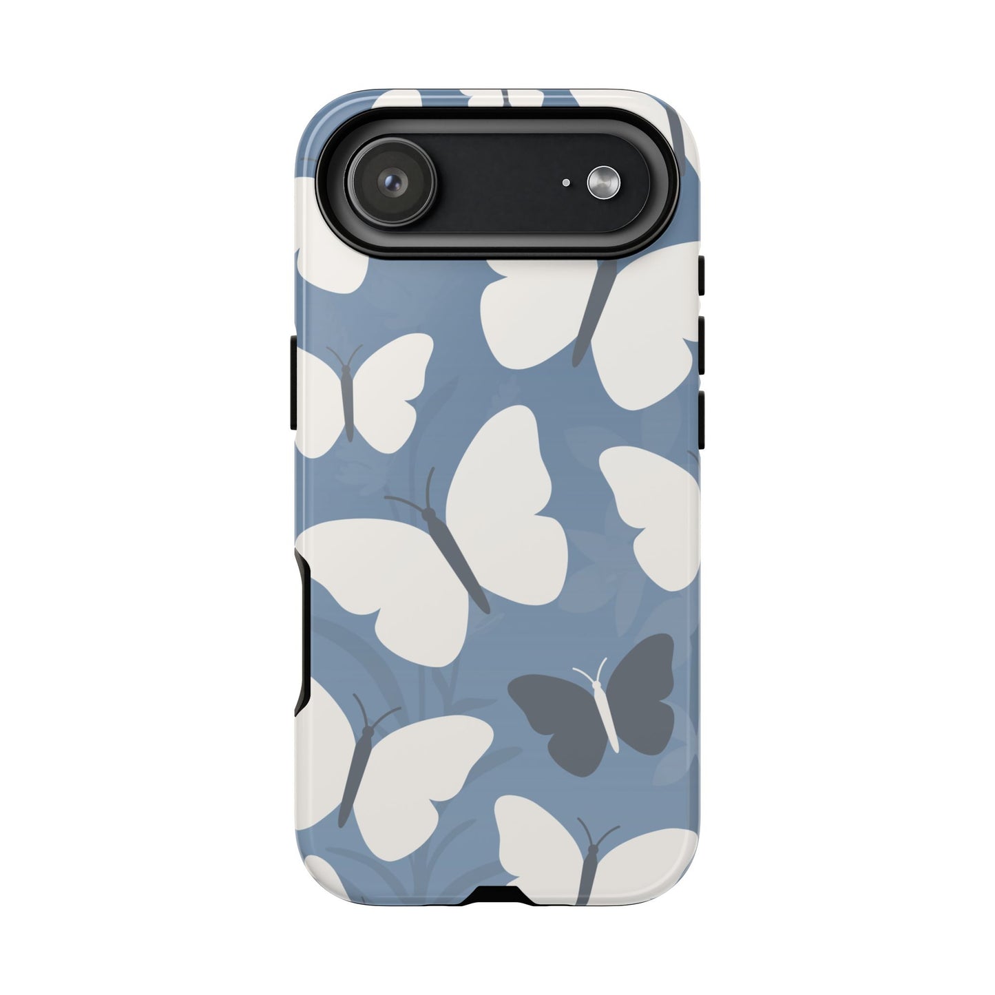 iPhone 17 Air / Glossy Phone Case - Minimalist Light Blue Butterfly Pattern Phone Case