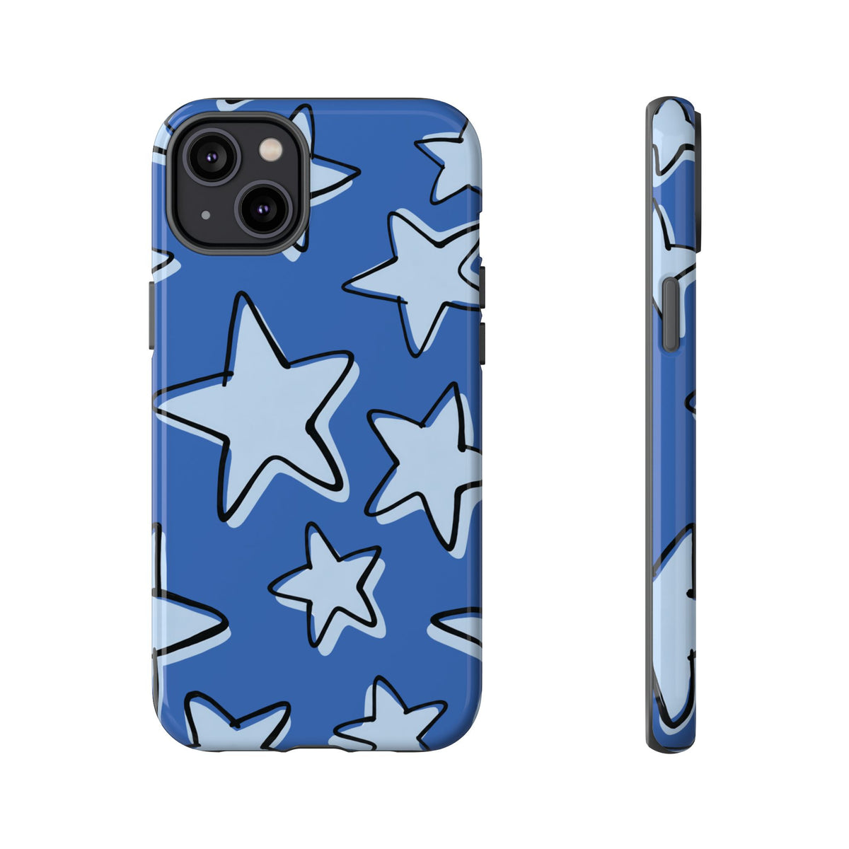 Cobalt Blue Doodle Star Phone Case
