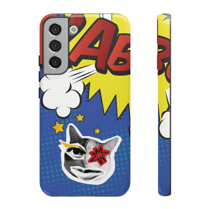 Samsung Galaxy S22 Plus / Glossy Phone Case - Bold Blue Pop Art Cat Phone Case