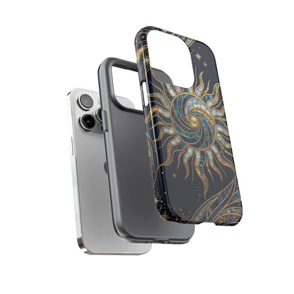 Elegant Navy & Gold Solar Spiral Phone Case