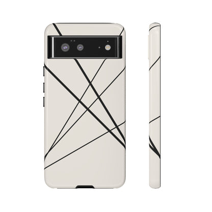 Abstract White with Black Lines Phone Case - White Phone Case - Google Pixel 6 / Glossy