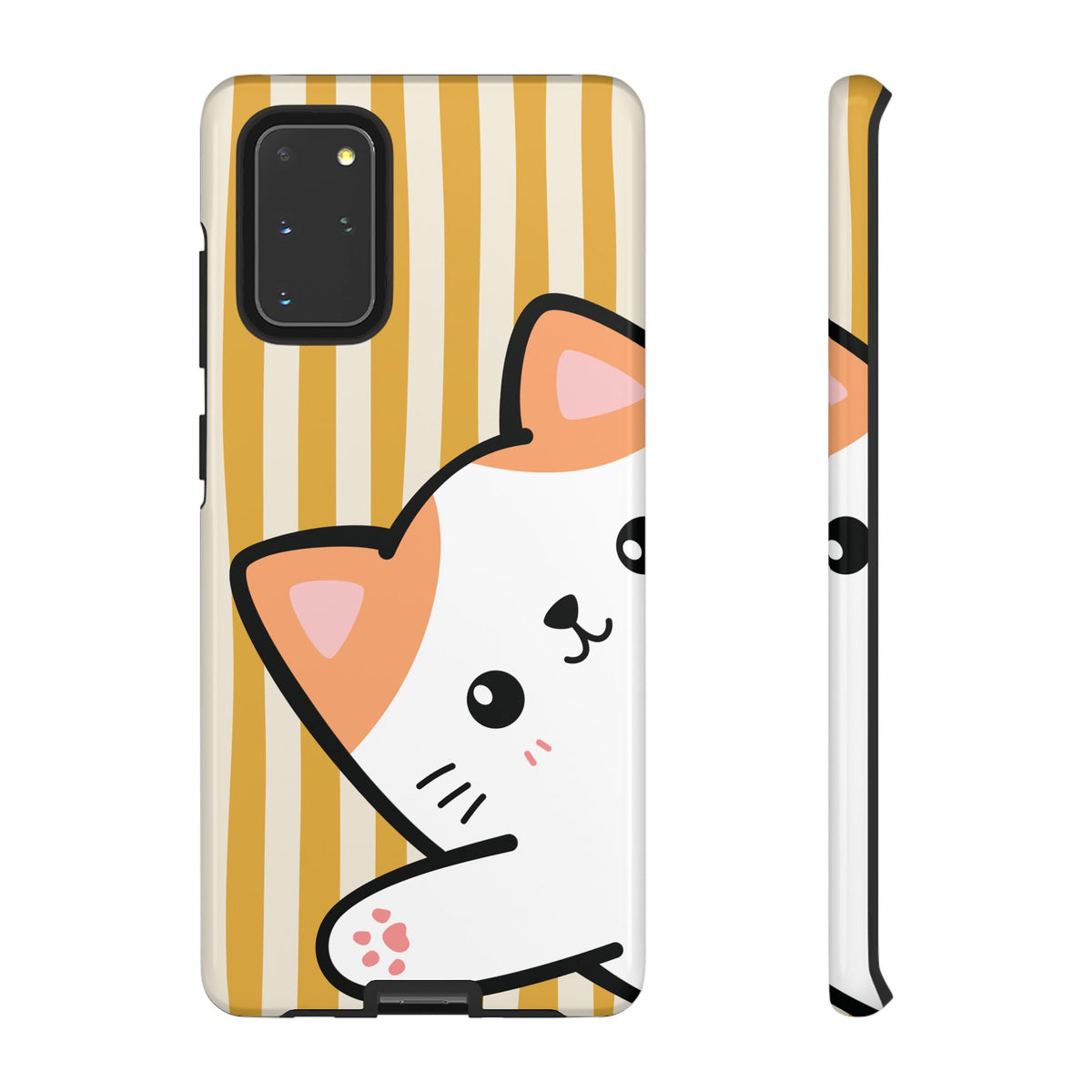 Playful Peakaboo Cat with Yellow Stripe Pattern Phone Case - Yellow Phone Case - Samsung Galaxy S20+ / Glossy