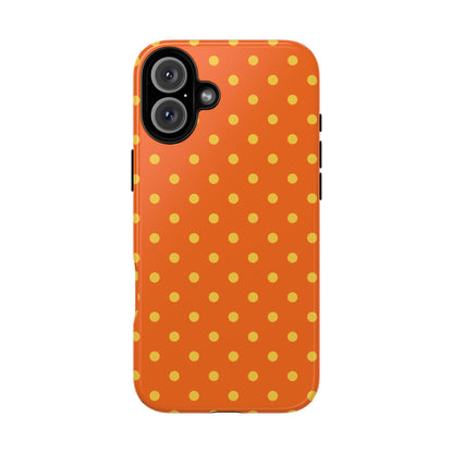 iPhone 16 Plus / Glossy Phone Case - Trendy Orange & Yellow Dot Pattern Phone Case