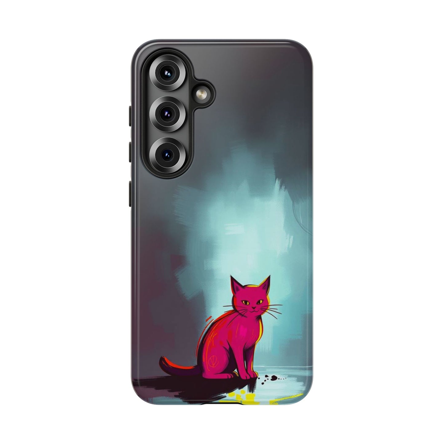 Samsung Galaxy S25 / Glossy Phone Case - Pop Art Moody Cat Design Phone Case