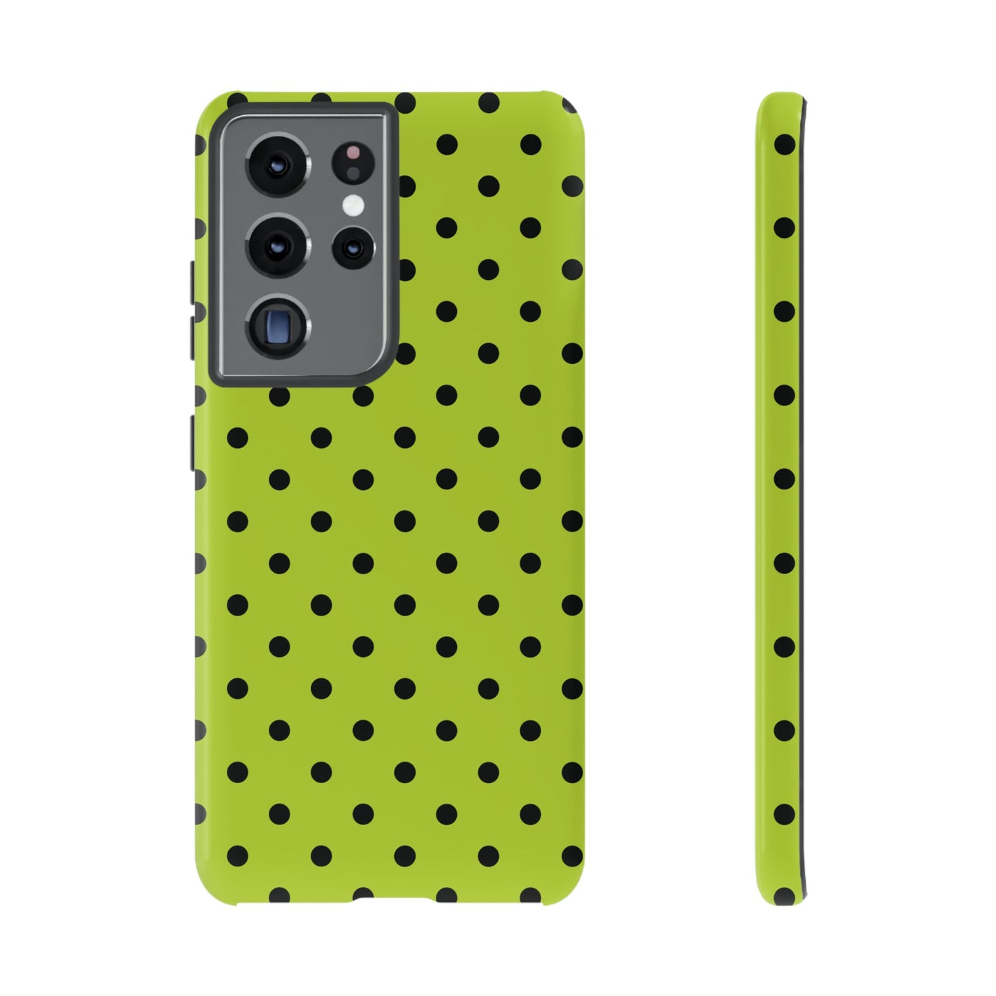 Trendy Neon Lime Green & Black Dot Pattern Phone Case