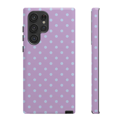 Samsung Galaxy S22 Ultra / Glossy Phone Case - Trendy Lilac & Ice Blue Dot Pattern Phone Case