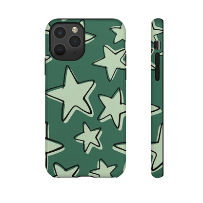 Forest Green Doodle Star Phone Case
