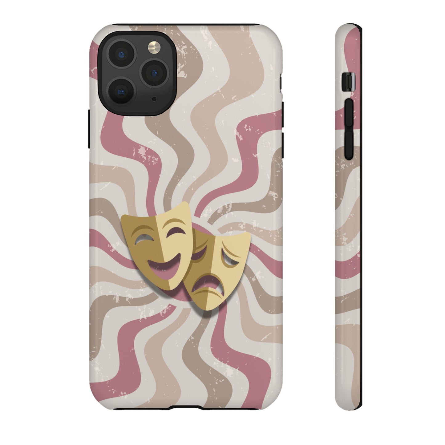 Comedy & Tragedy Masks – Pink Minimal Retro Wave Phone Case - Pink Phone Case - iPhone 11 Pro Max / Glossy