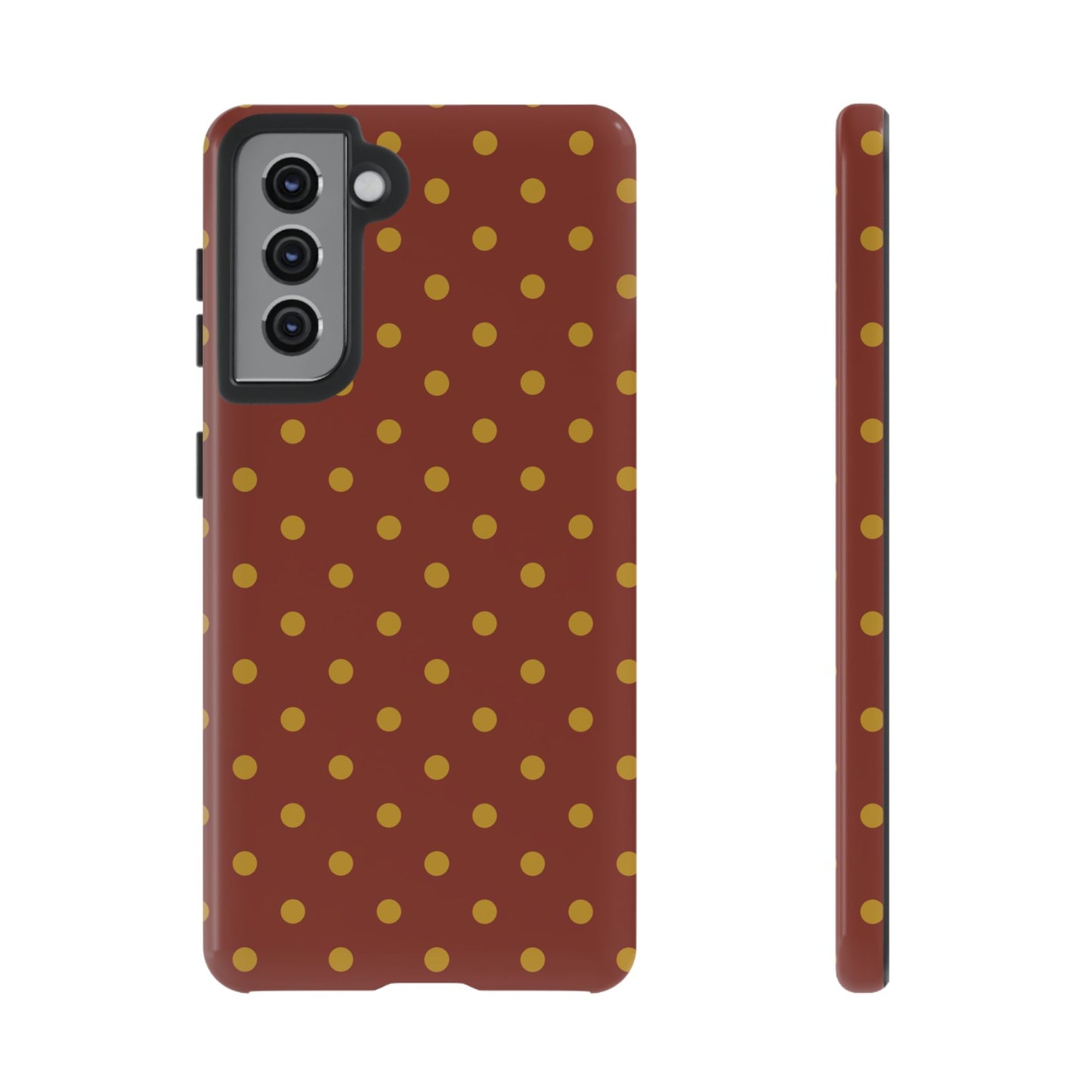 Trendy Brown & Mustard Dot Pattern Phone Case
