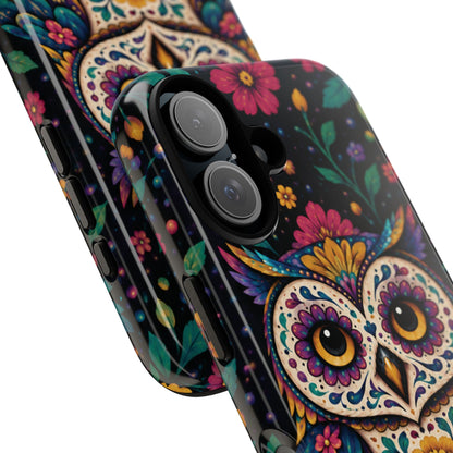 Vibrant Purple and Teal Calavera Owl Phone Case - Multicolor Phone Case