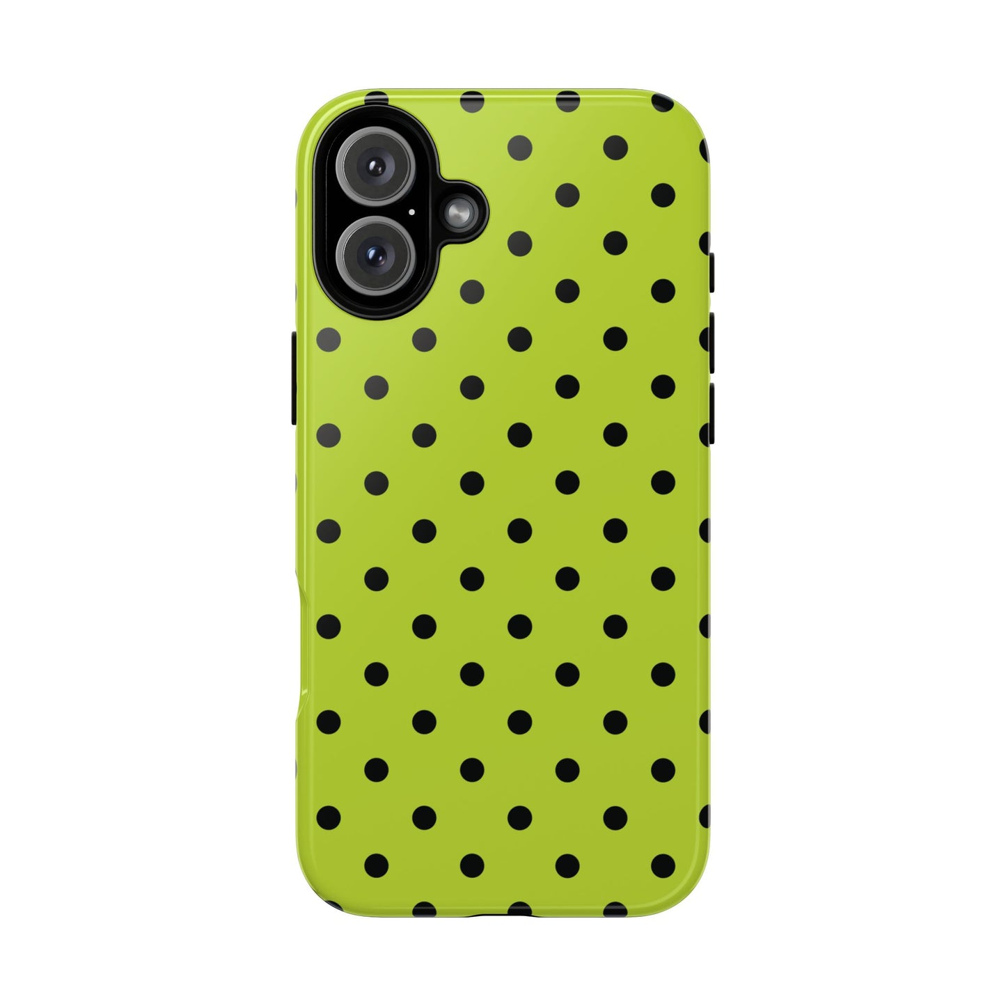 Trendy Neon Lime Green & Black Dot Pattern Phone Case