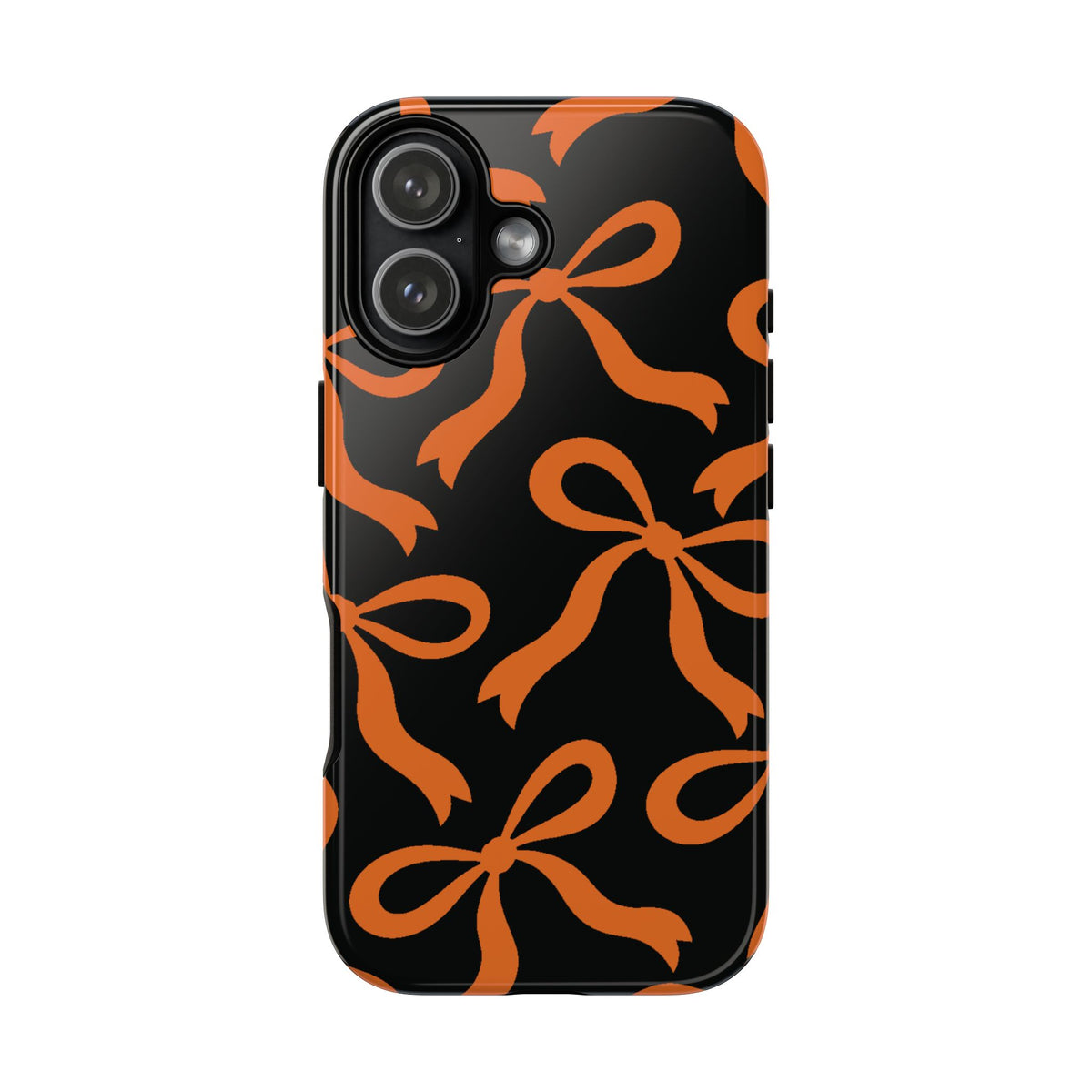 Bold Black and Burnt Orange Bow Pattern Phone Case - Black Phone Case - iPhone 17 / Glossy