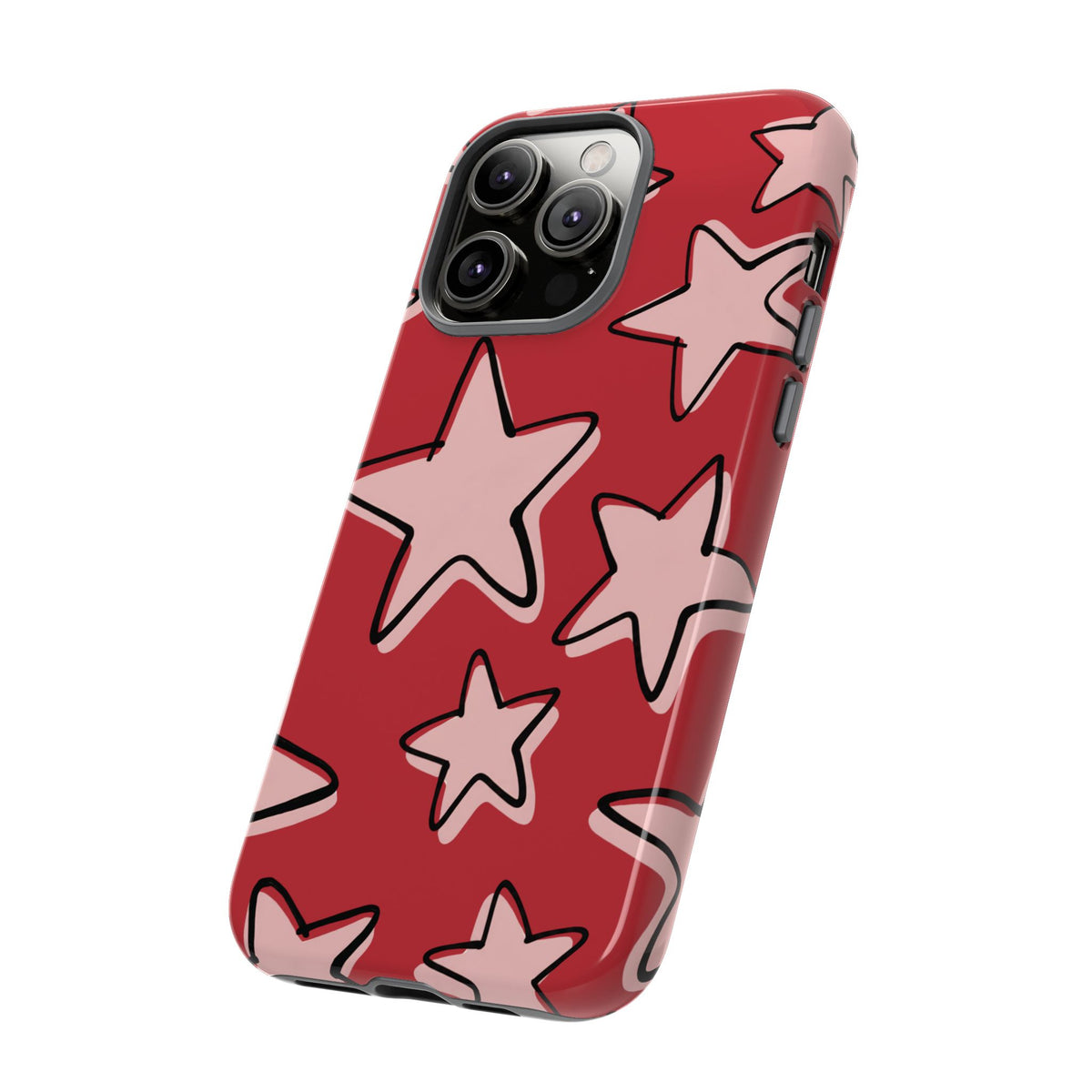 Cherry Red Doodle Star Phone Case