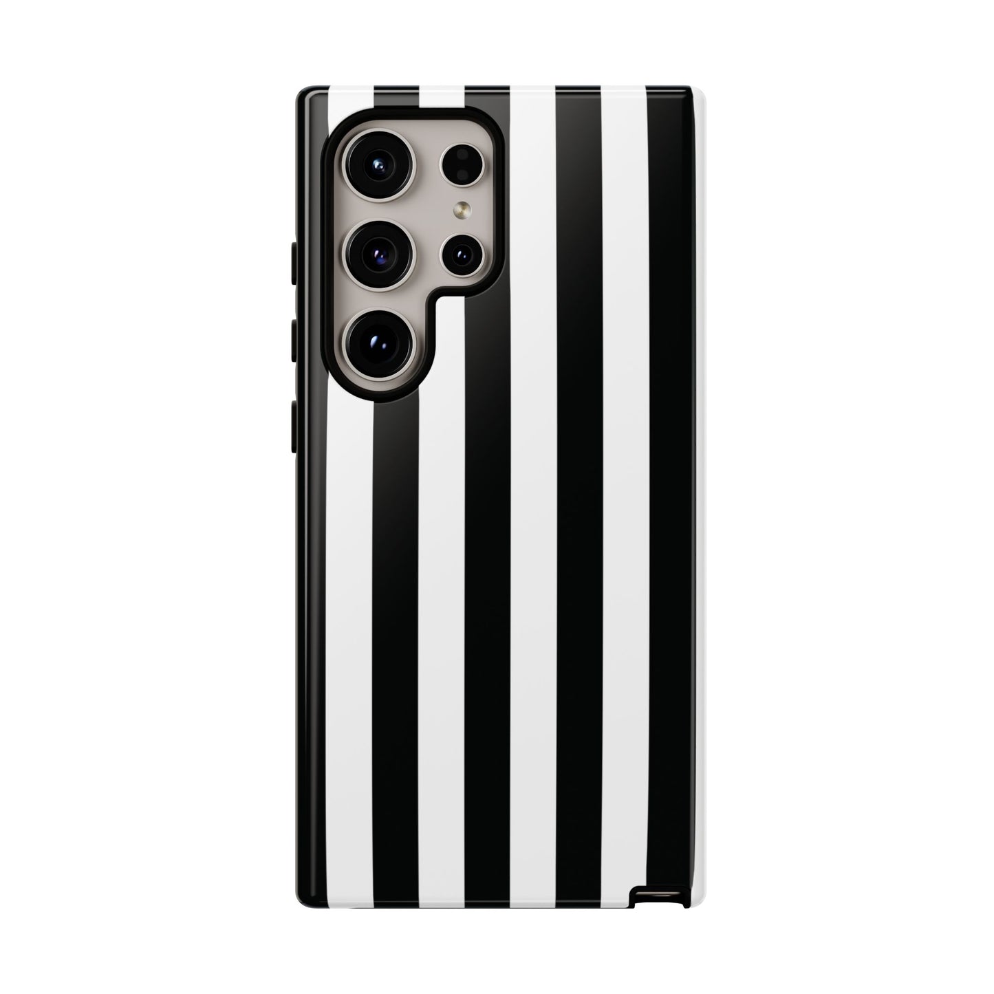 Samsung Galaxy S24 Ultra / Glossy Phone Case - Simple Black & White Stripe Pattern Phone Case