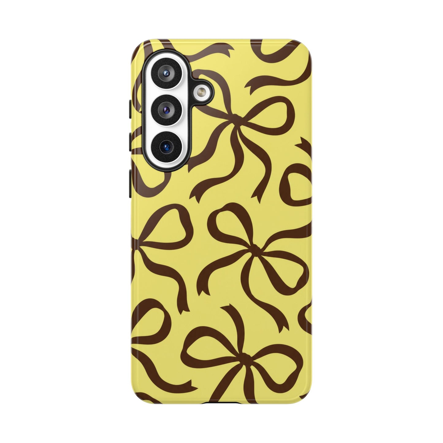 Bold Butter Yellow and Chocolate Brown Bow Pattern Phone Case