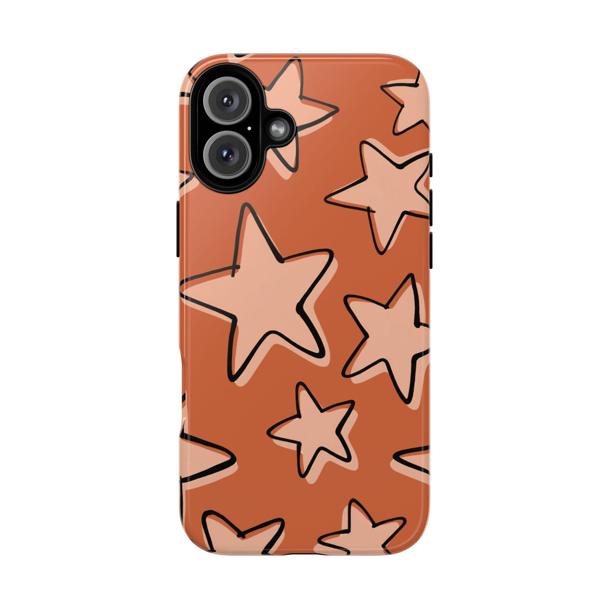 Burnt Orange Doodle Star Phone Case