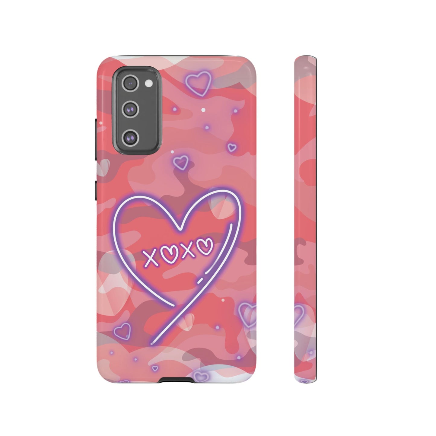 Love Heart Neon Camo Phone Case - Pink Phone Case - Samsung Galaxy S20 FE / Glossy