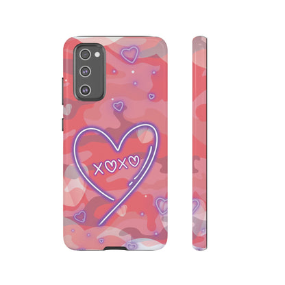 Love Heart Neon Camo Phone Case - Pink Phone Case - Samsung Galaxy S20 FE / Glossy