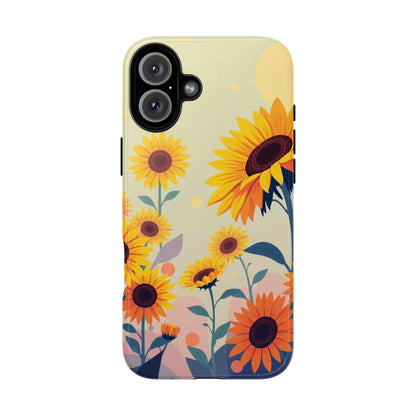 iPhone 16 Plus / Glossy Phone Case - Modern Flat Sunflower Design Phone Case