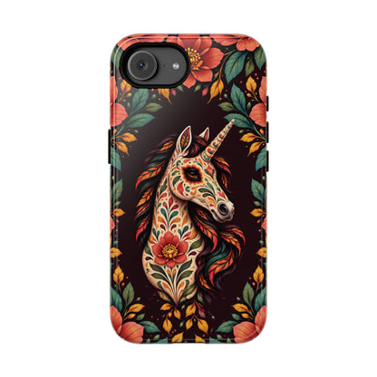 Elegant Terracotta and Teal Calavera Unicorn Phone Case - Phone Case - iPhone 17e / Glossy