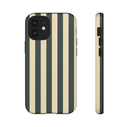 Green & Beige Stripe Pattern Phone Case - Green Phone Case - iPhone 12 Mini / Glossy