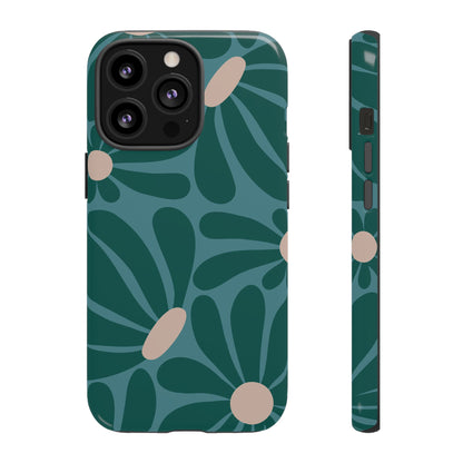 Retro Turquoise Daisy Pattern Phone Case - Green Phone Case - iPhone 13 Pro / Glossy