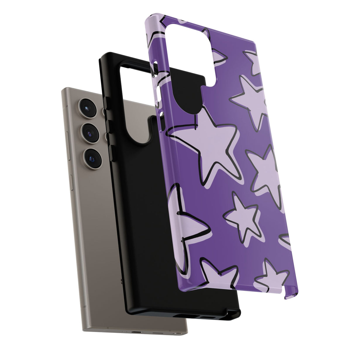 Violet Purple Doodle Star Phone Case