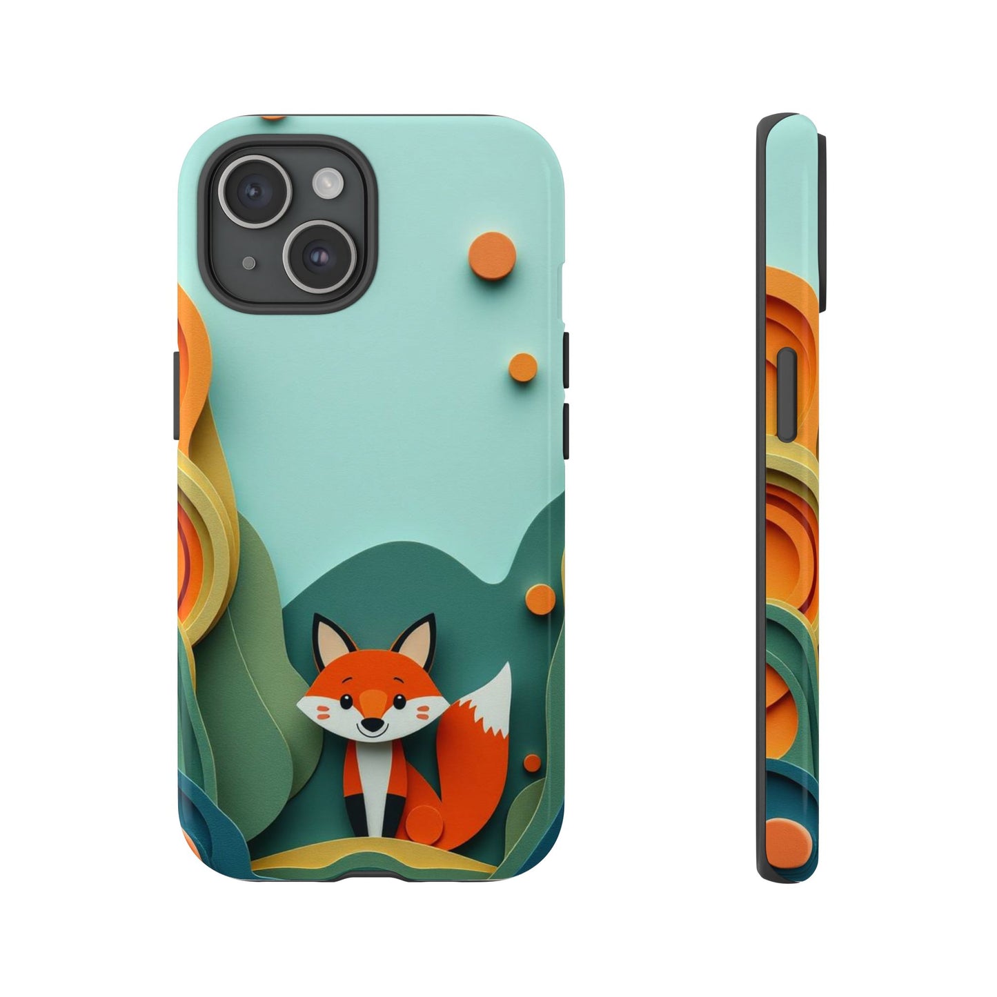 iPhone 15 / Glossy Phone Case - Papier-mâché Fox Design Phone Case