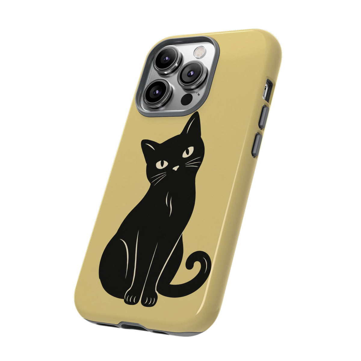 Minimalist Butter Yellow & Black Cat Phone Case