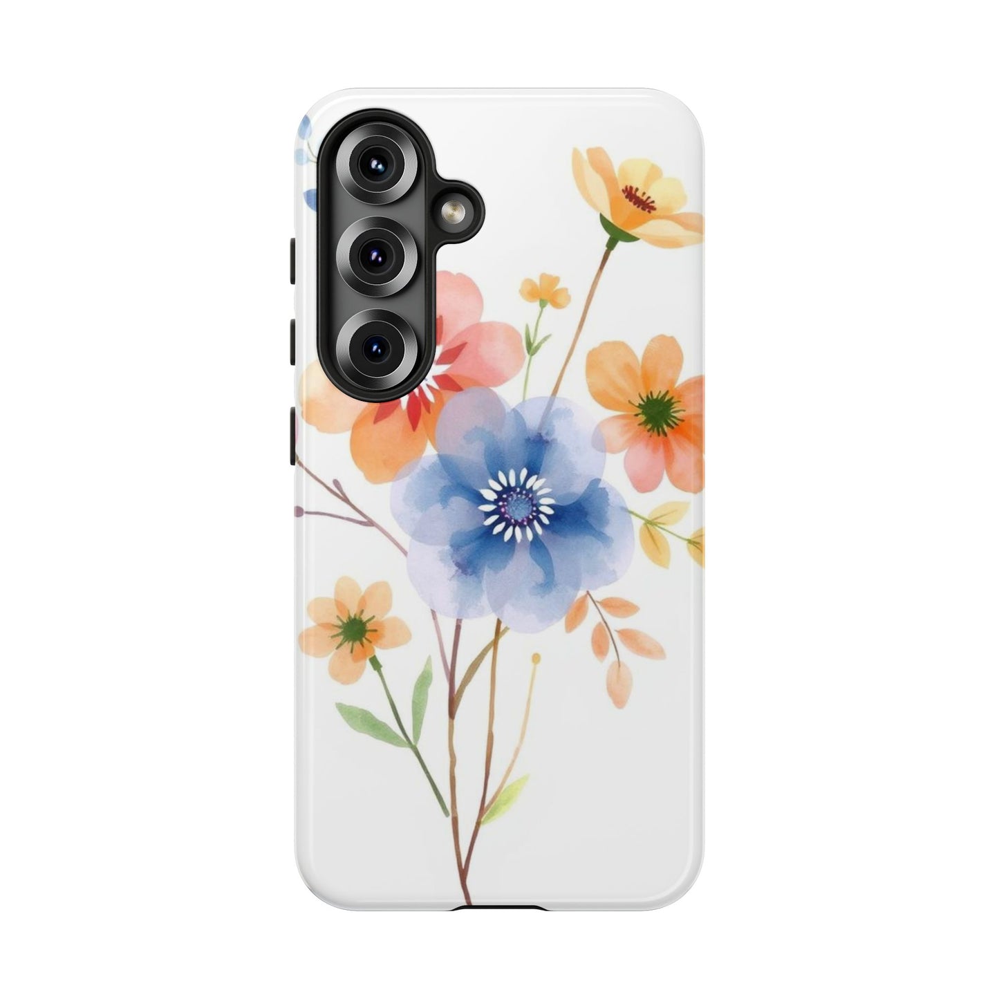 Samsung Galaxy S25 / Glossy Phone Case - Boho Chic Watercolour Bouquet Pattern Phone Case