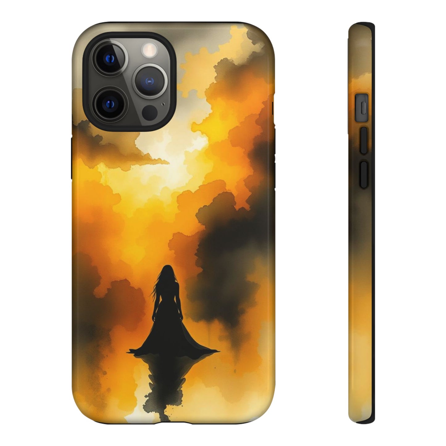 iPhone 12 Pro Max / Glossy Phone Case - Watercolour Gothic Woman in Black Phone Case