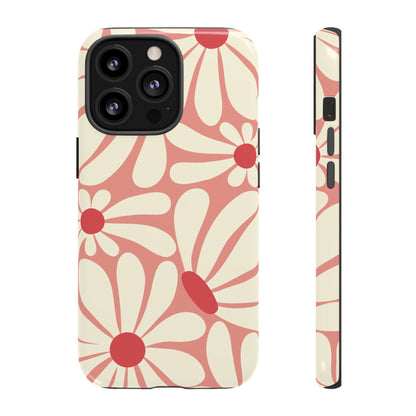 iPhone 13 Pro / Glossy Phone Case - ’Retro Pink Daisy Pattern’ Phone Case