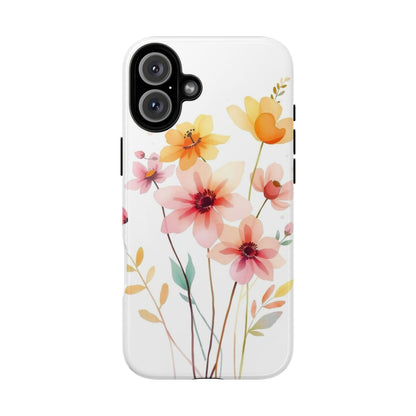 iPhone 16 Plus / Glossy Phone Case - Boho Chic Watercolour Blooms Design Phone Case