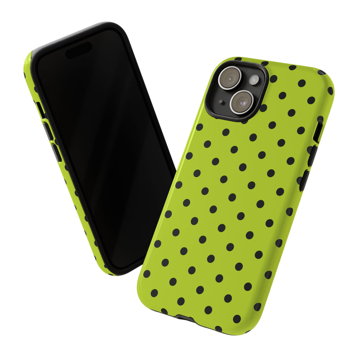 Trendy Neon Lime Green & Black Dot Pattern Phone Case - Green Phone Case