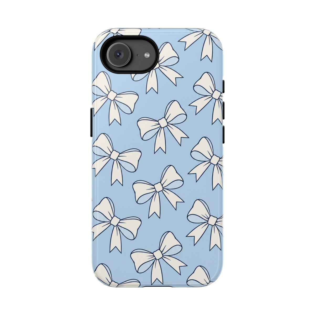Chic Powder Blue Bow Pattern Phone Case - Blue Phone Case - iPhone 17e / Glossy