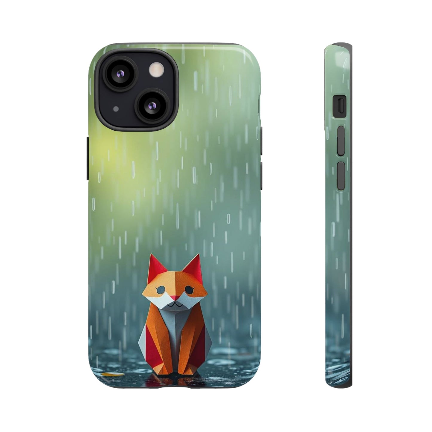 iPhone 13 Mini / Glossy Phone Case - Origami ’Soggy Fox’ Design Phone Case