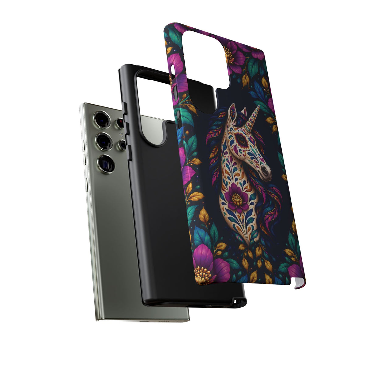 Elegant Purple and Teal Calavera Unicorn Phone Case - Phone Case