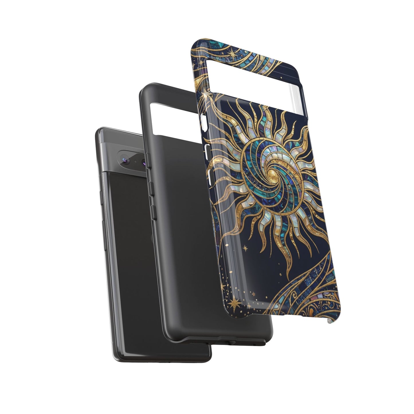 Elegant Navy & Gold Solar Spiral Phone Case