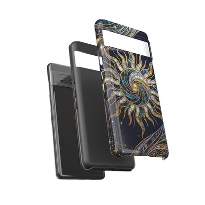 Elegant Navy & Gold Solar Spiral Phone Case