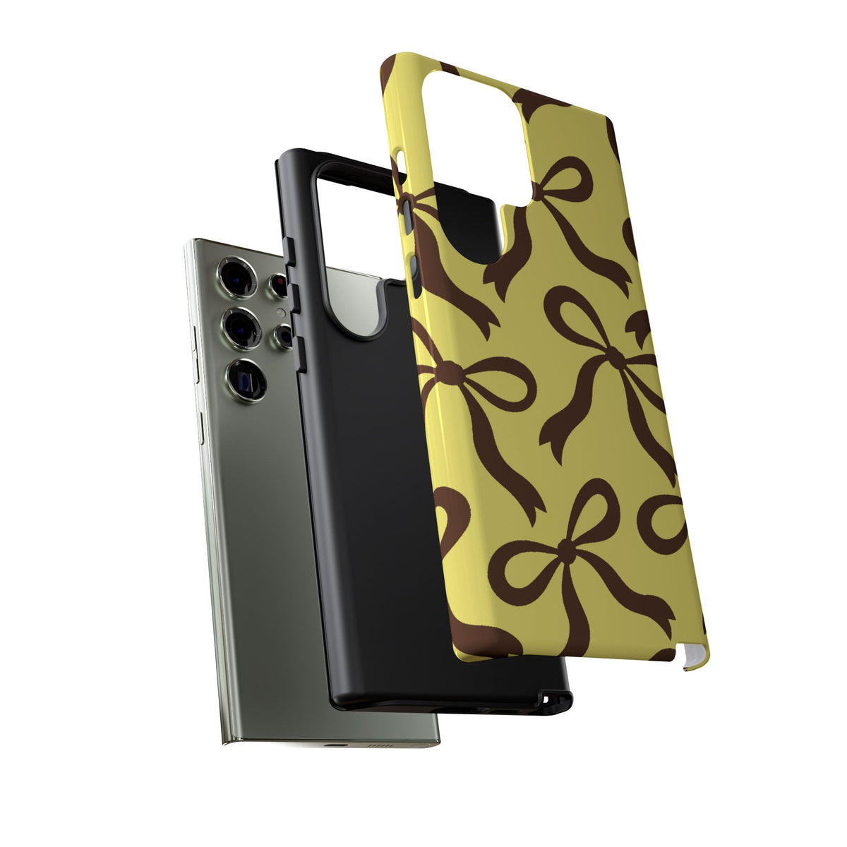 Bold Butter Yellow and Chocolate Brown Bow Pattern Phone Case - Yellow Phone Case