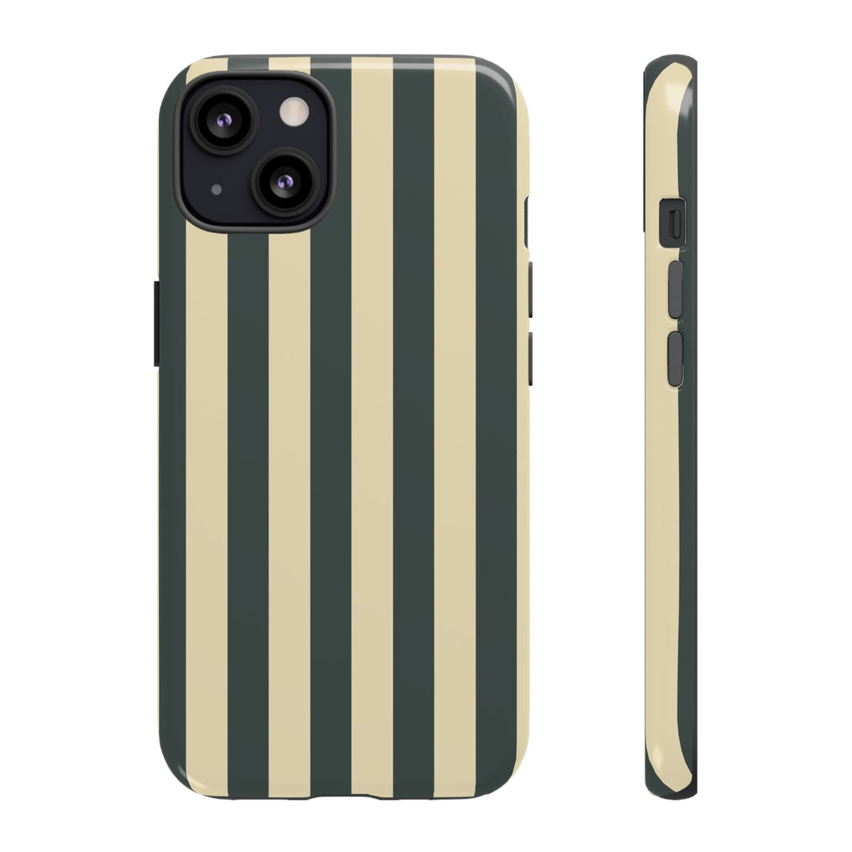 Green & Beige Stripe Pattern Phone Case - Green Phone Case - iPhone 13 / Glossy