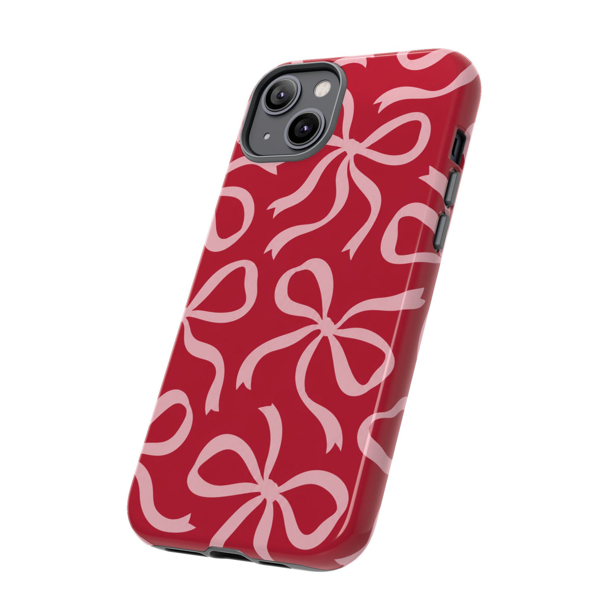 Bold Raspberry Red and Blush Pink Bow Pattern Phone Case