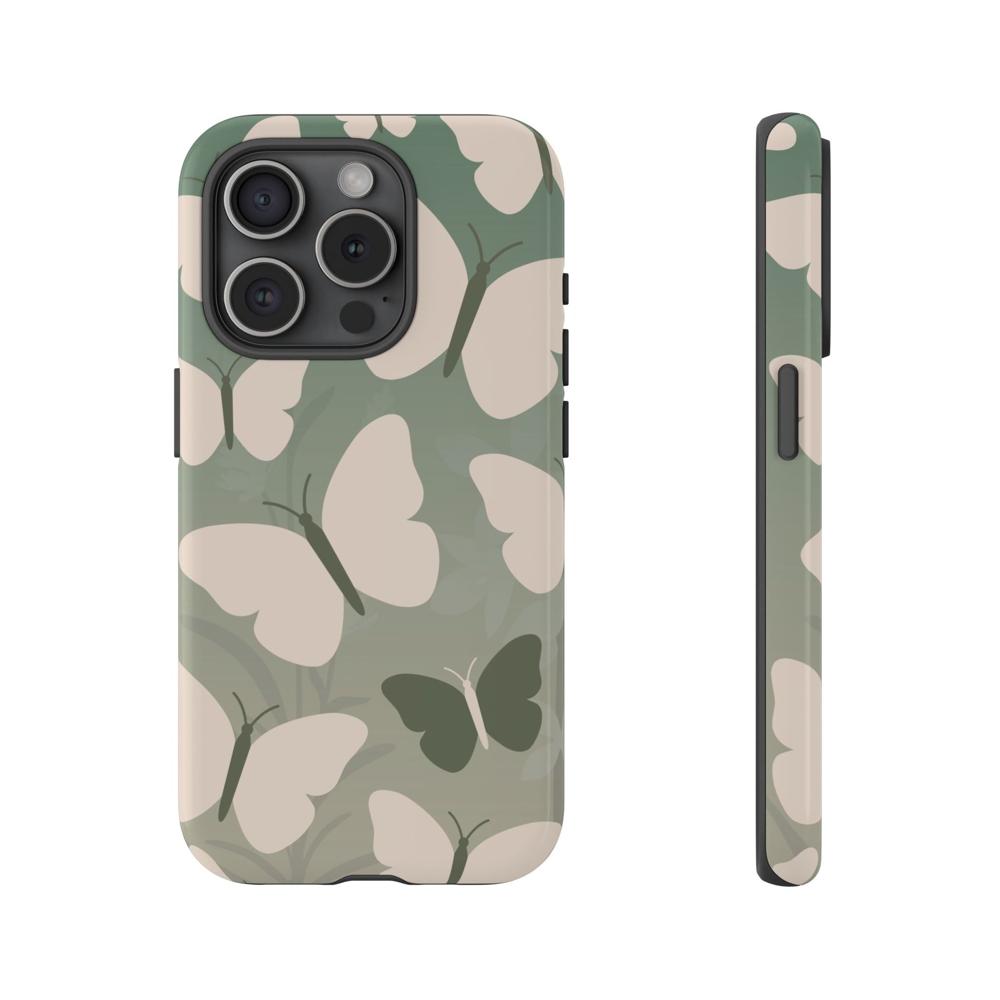 Minimalist Light Green Butterfly Pattern Phone Case - Green Phone Case - iPhone 15 Pro / Glossy