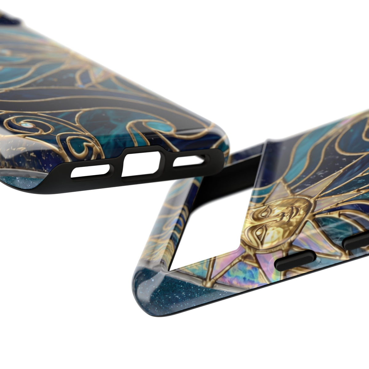 Elegant Teal & Gold Celestial Suns Phone Case