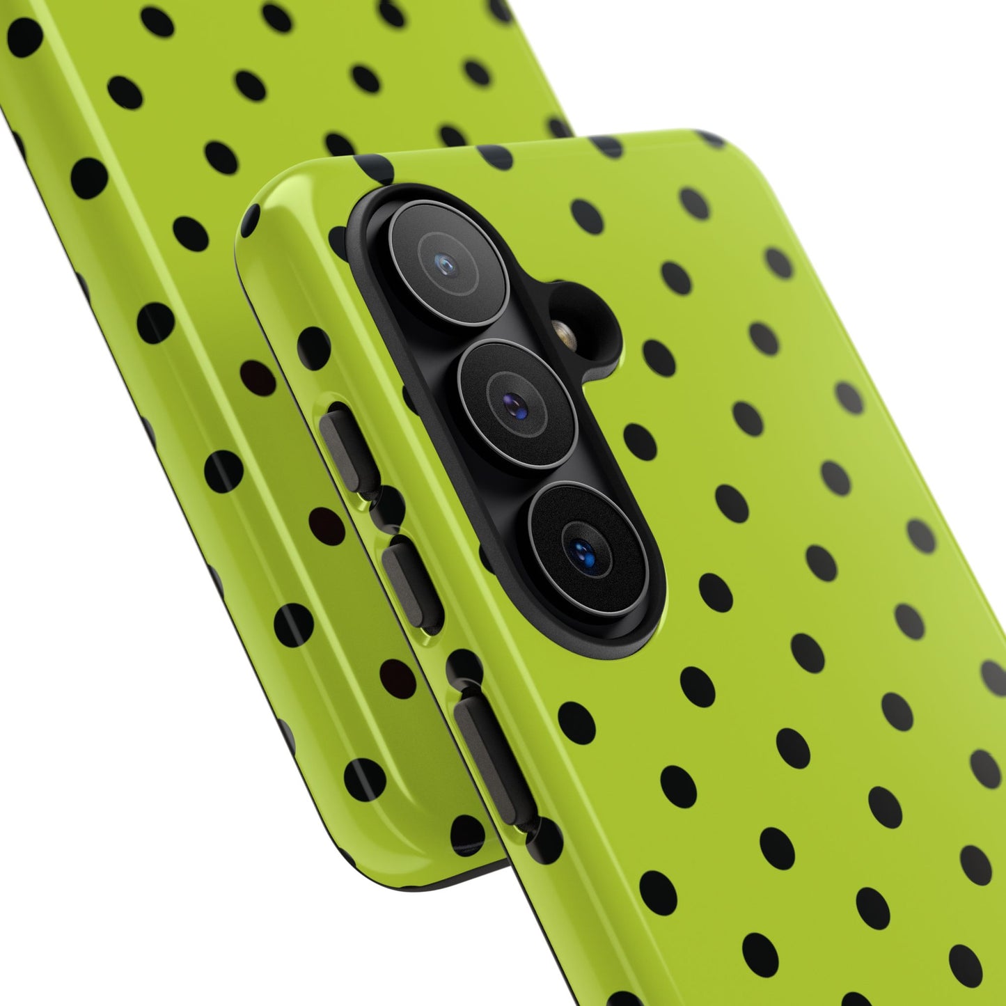 Trendy Neon Lime Green & Black Dot Pattern Phone Case