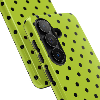 Trendy Neon Lime Green & Black Dot Pattern Phone Case