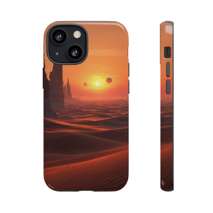 Twin Suns Desert World Sci-fi Phone Case - Orange Phone Case - iPhone 13 Mini / Glossy